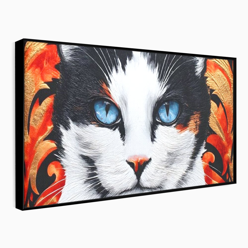 Tablou canvas cu tablou canvas cu ochi de pisica, in rama de aluminiu negru